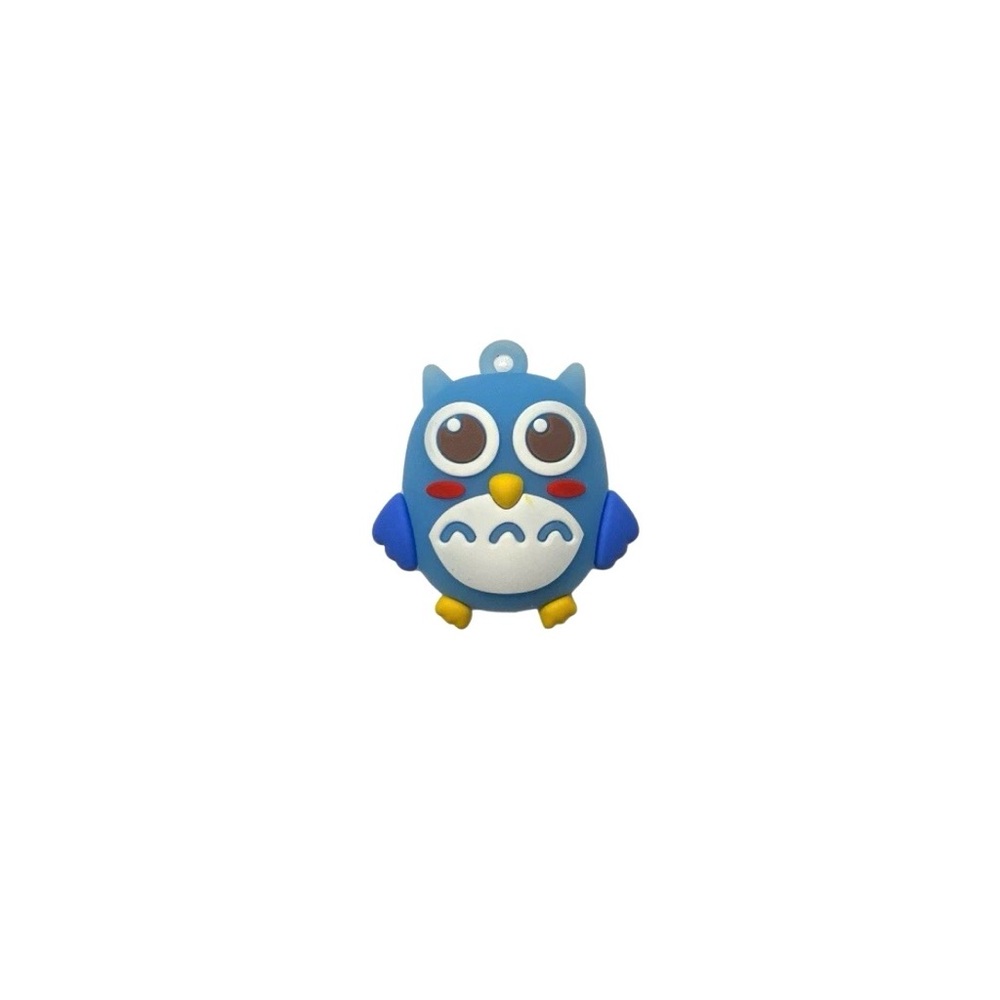 Ja Ru Owl Pendant Key Chain Accessory Double Sided 1.5 Inch Blue